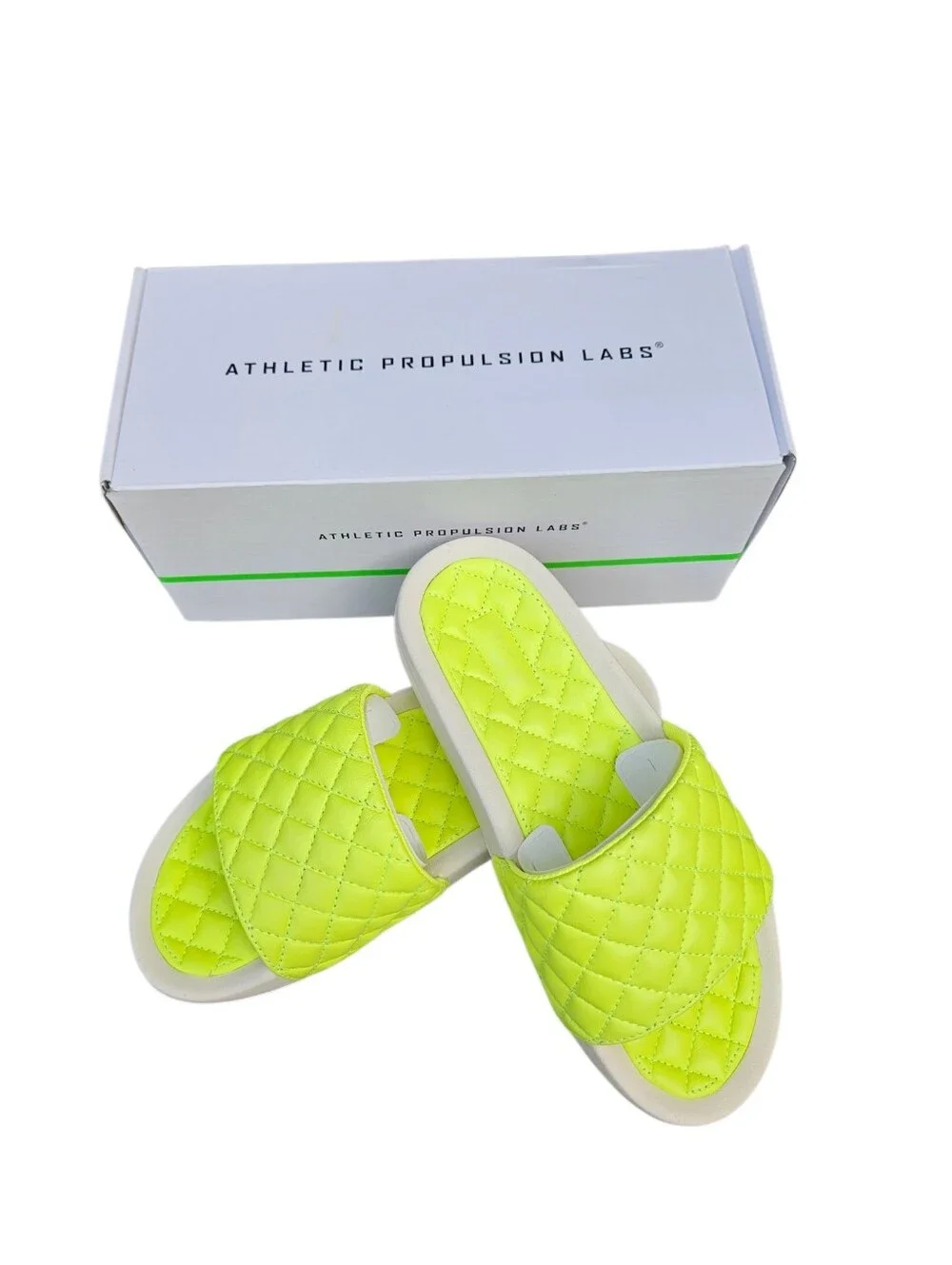 NWT APL Athletic Propulsion Labs Lusso Slide Energy Pristine Neon Yellow Sz 6 - Picture 3 of 5